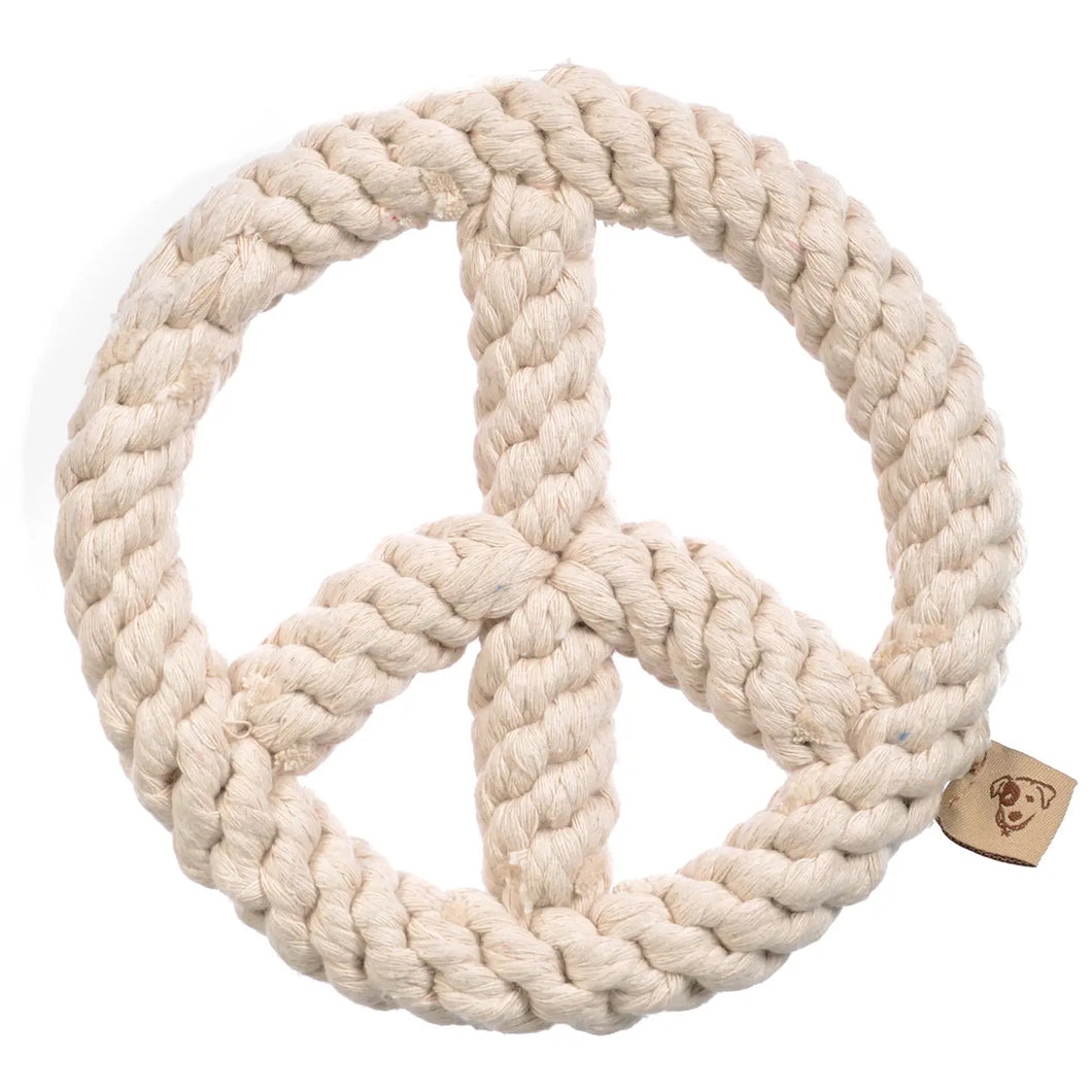 White Peace Sign Dog Toy